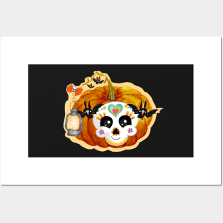 halloween pumpkin face Posters and Art